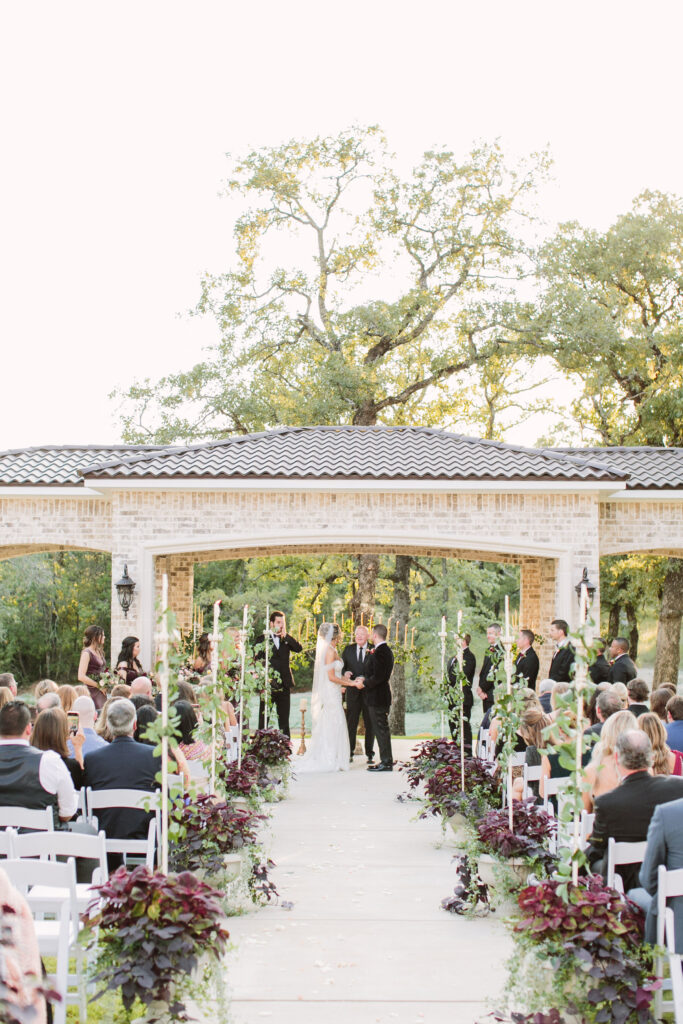 Dallas Fort Worth Wedding venue outdoor ceremony at a European style Texas Wedding Venue