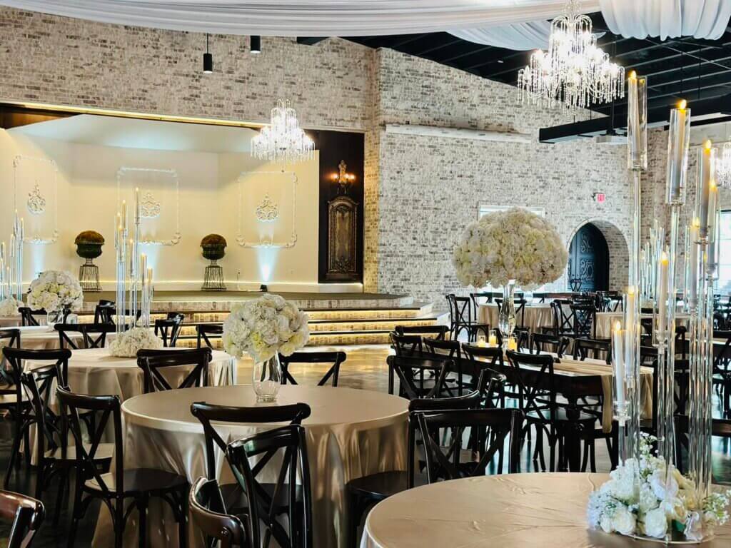Elegant European style wedding venue near Fort Worth featuring luxury wedding receptions, garden ceremony and beautiful decor. 